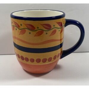 Libbey Vintage Coffee Mug Blue Yellow Green Orange Red Salsa Pepper 12 oz